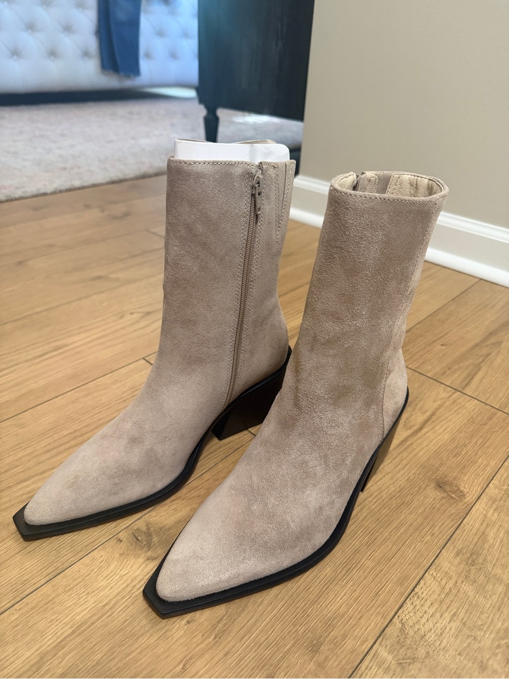 Matisse cleo Taupe Suede Pointed-Toe Mid-Calf Heeled Boots